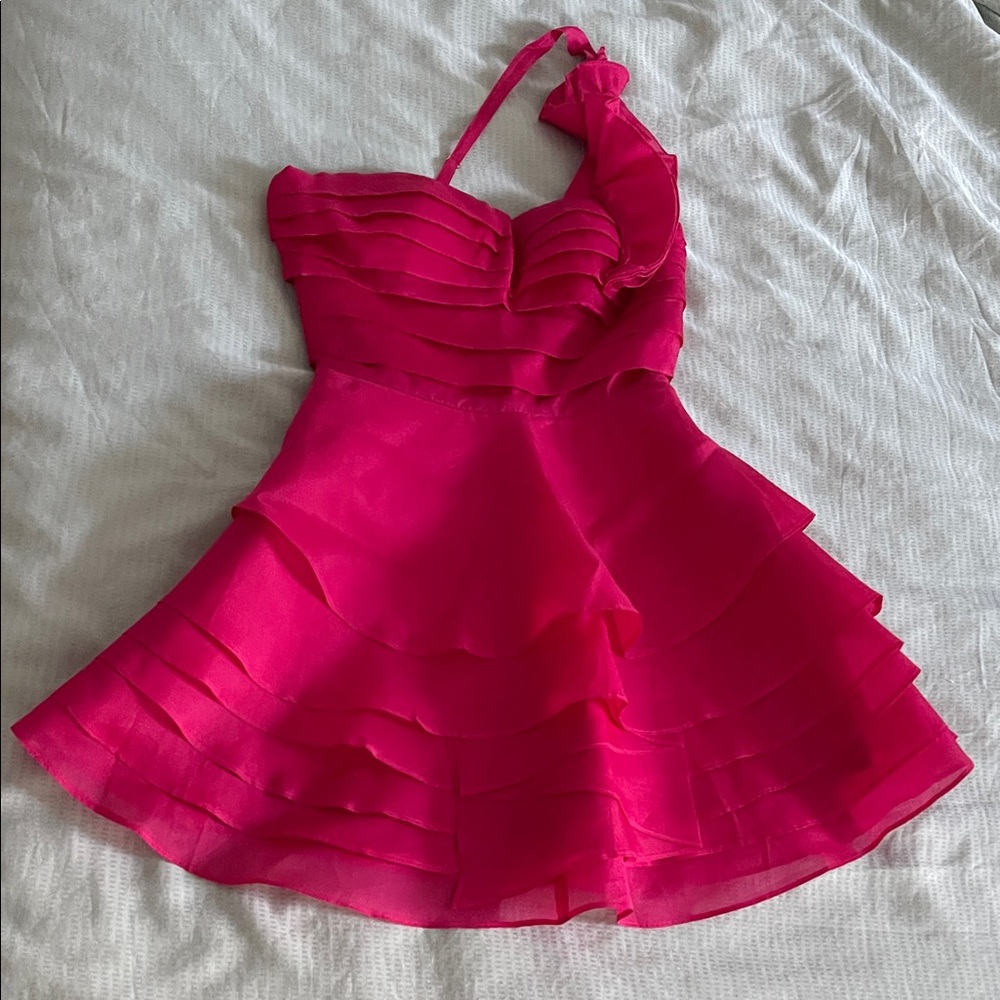 bebe Fuchsia Layered Formal Dress